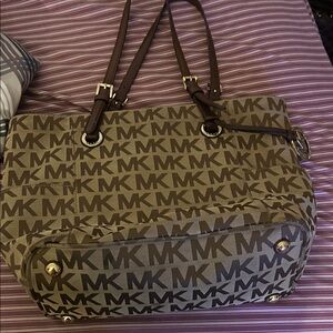 Michael Kors Tan and Brown Logo Tote